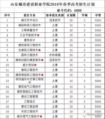 招生计划|山东城市建设职业学院2018年招生计划